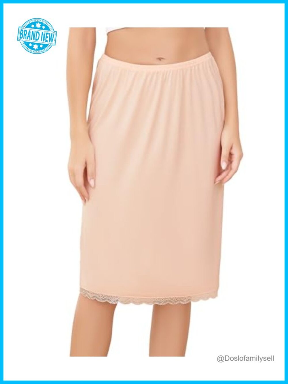 Half Slip Women Lace Trim Modal Spandex Knee Length Underskirt S-3XL